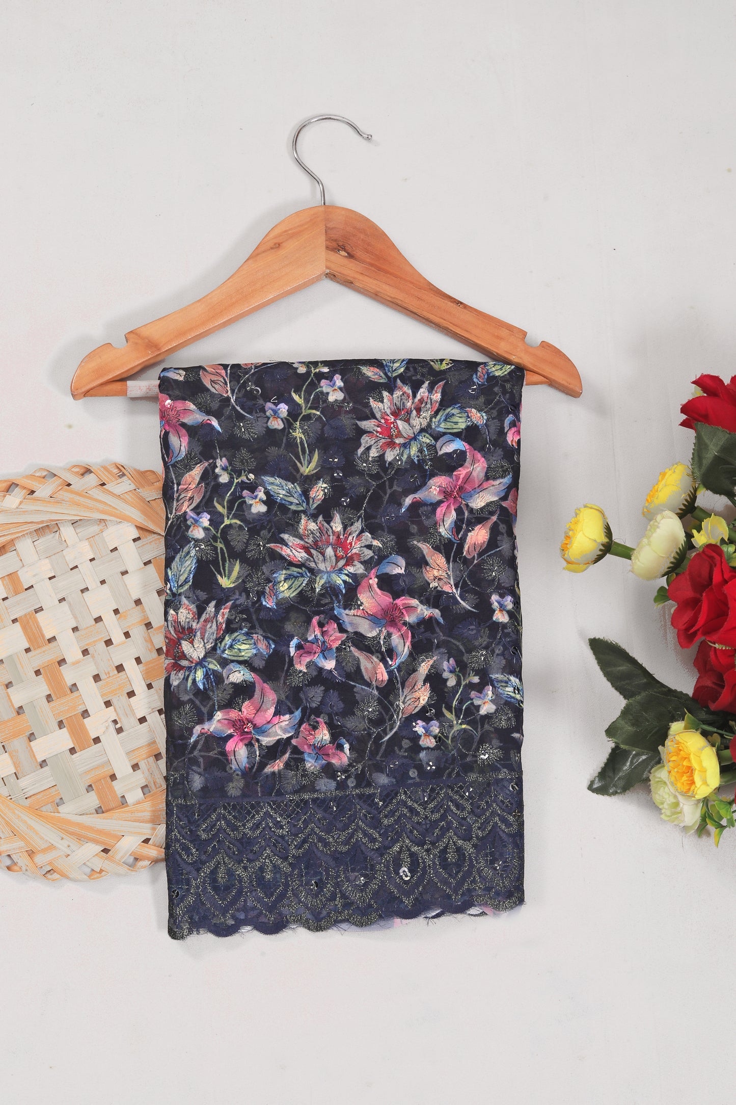 Mangalam Multicolor Moss Saree with Digital Shifli Blouse and Jhaalar Work (4 Colours Available). *