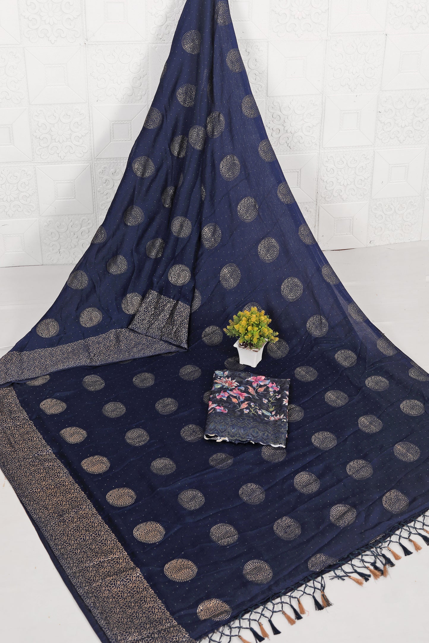 Mangalam Multicolor Moss Saree with Digital Shifli Blouse and Jhaalar Work (4 Colours Available). *