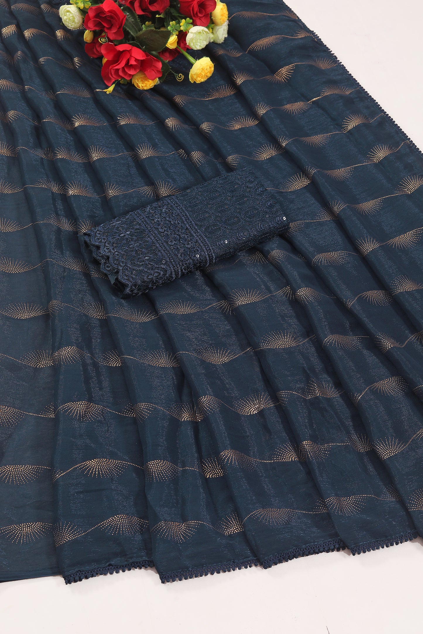 Omega Chiffon Saree with Tone to Tone Matching. *