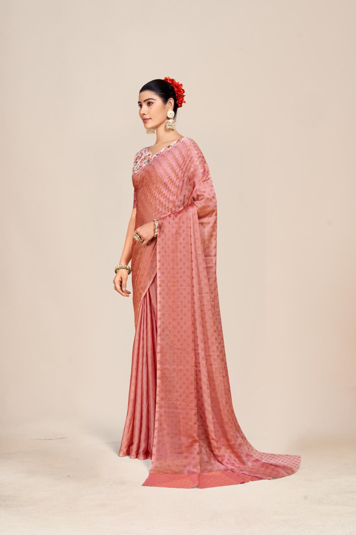 Vande Chiffon Saree with Digital Printed Blouse and Best Selling Saree Design. (8 Colours Available).* ** * *