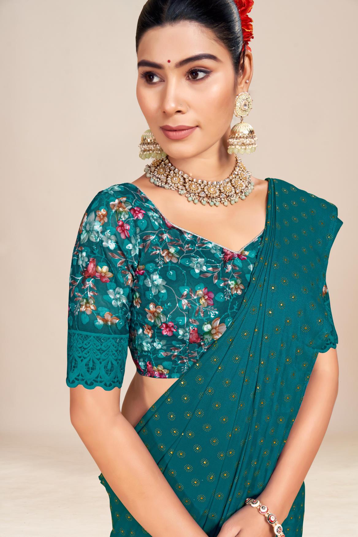 Vande Dark Multicolor Saree with Digital Printed Blouse and Best Selling Saree Design (8 Colours Available). *