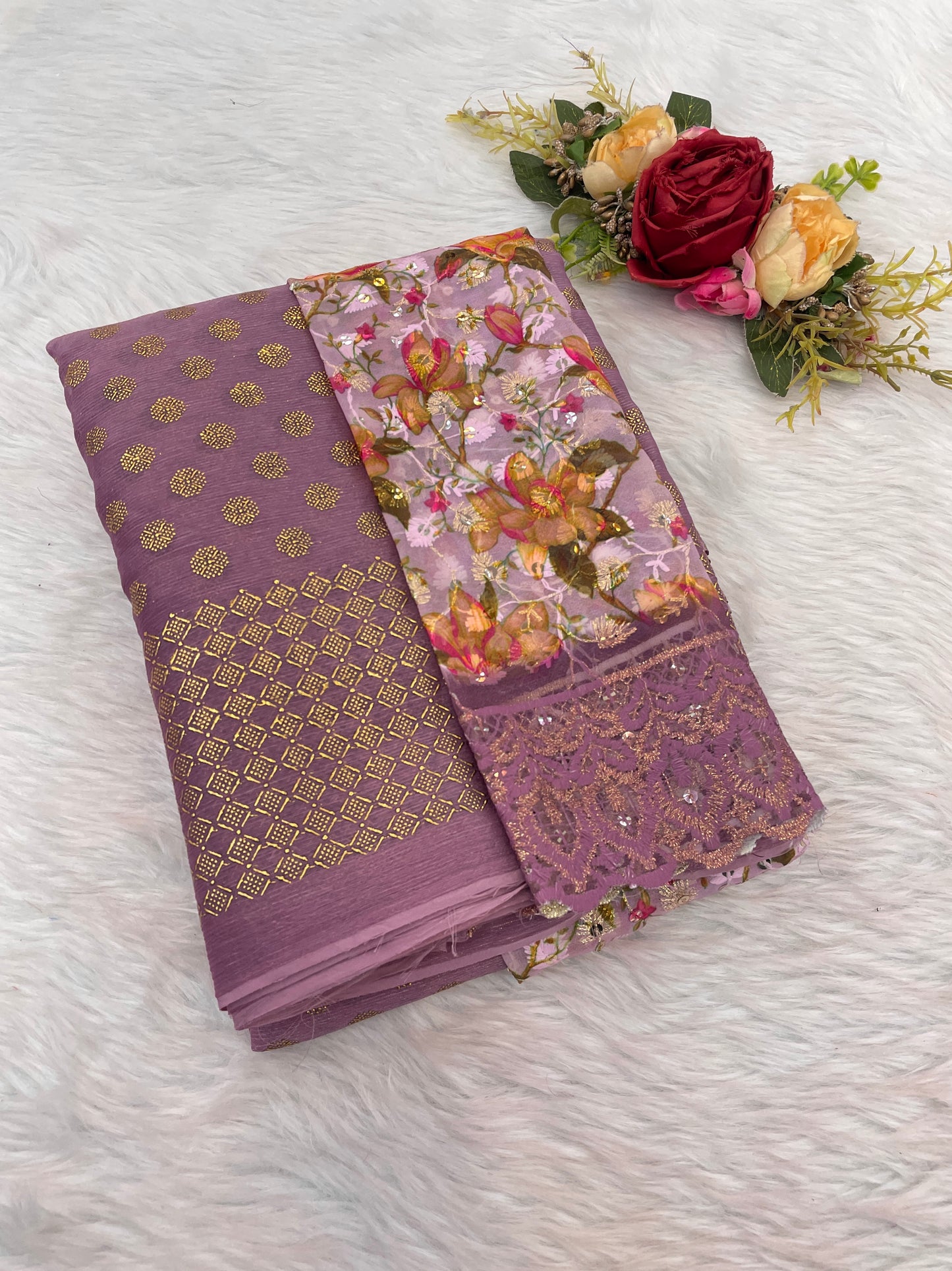 Lado Light Moss Saree with Digital Printed Blouse and Best Selling Saree Design