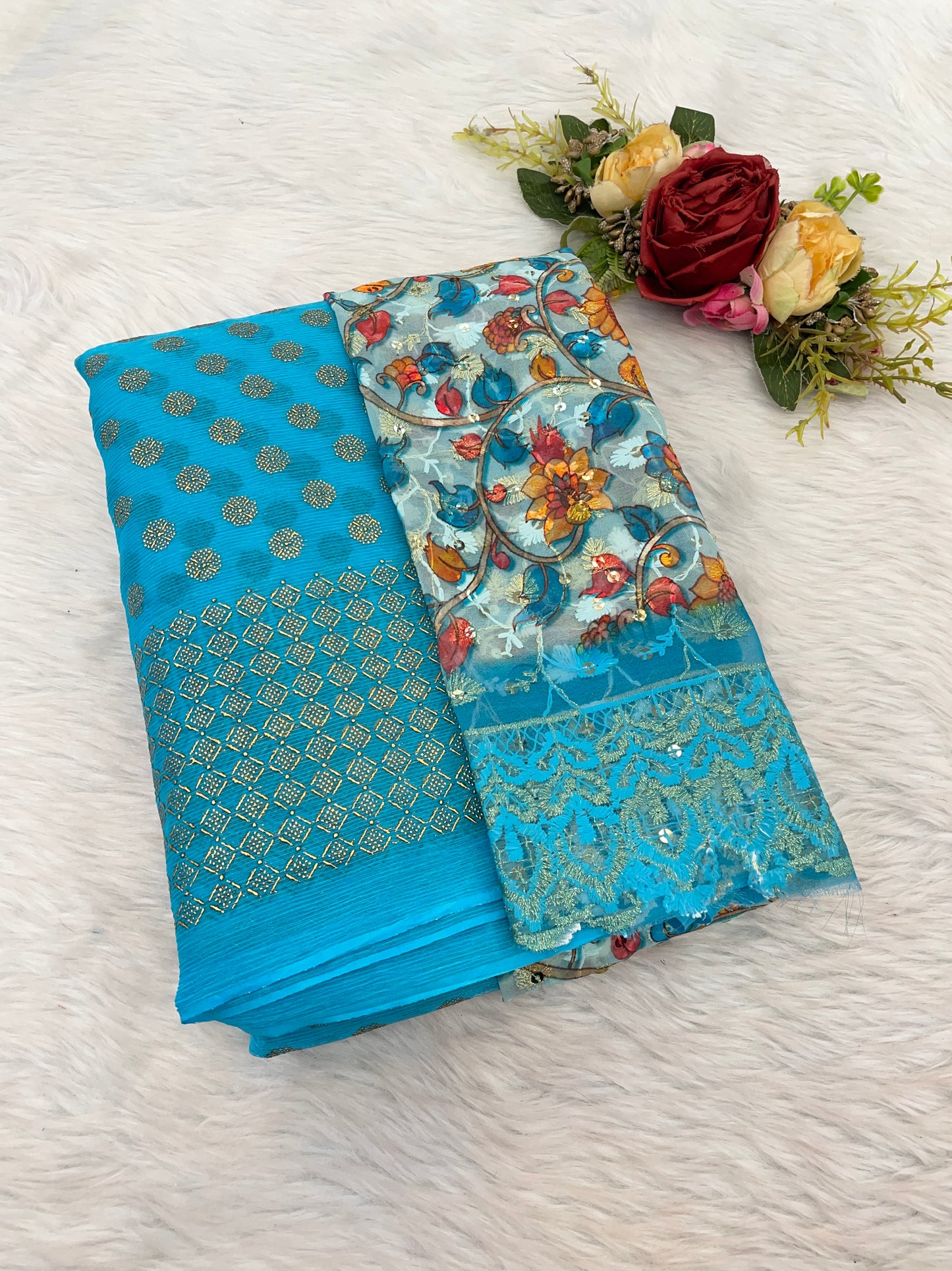 Lado Light Moss Saree with Digital Printed Blouse and Best Selling Saree Design