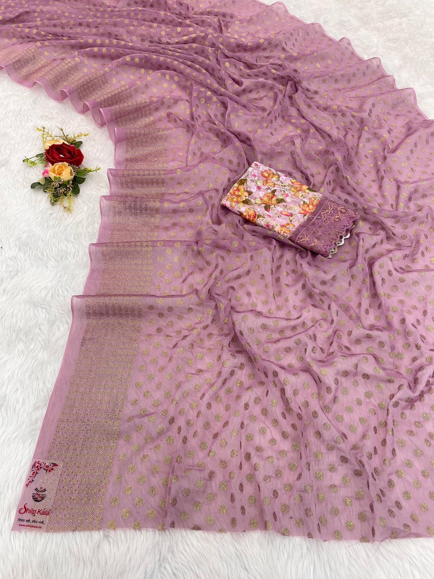 Lado Light Moss Saree with Digital Printed Blouse and Best Selling Saree Design