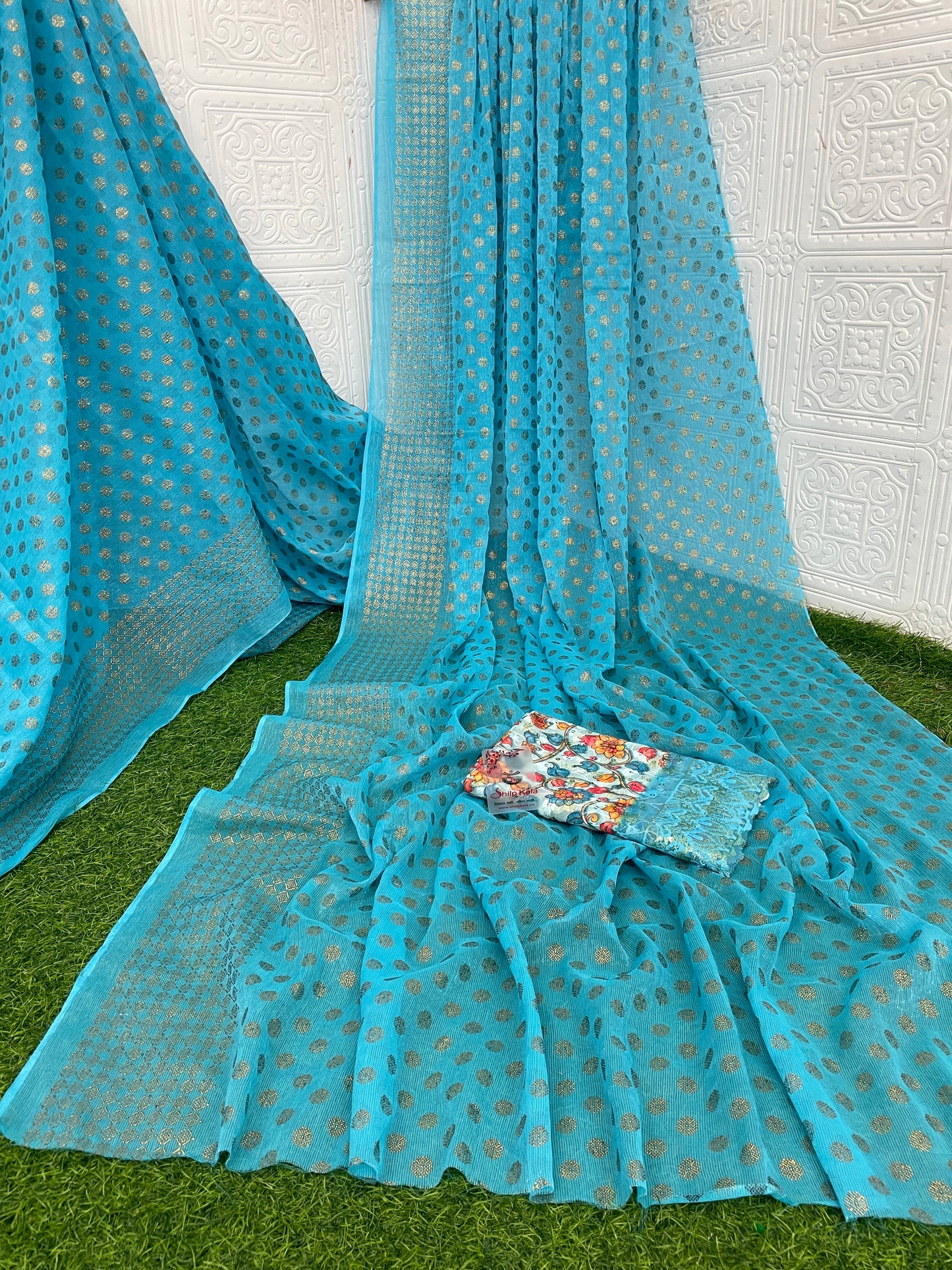Lado Light Moss Saree with Digital Printed Blouse and Best Selling Saree Design