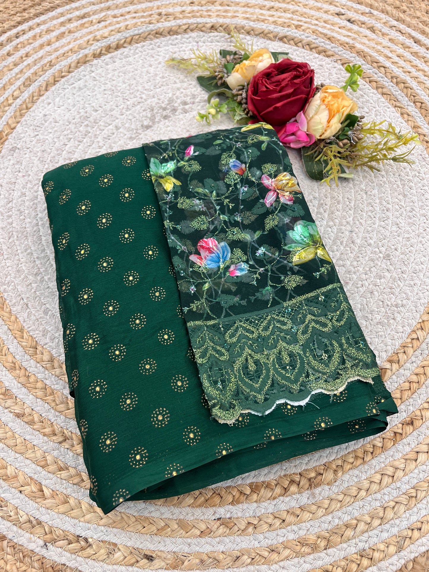Vande Dark Multicolor Saree with Digital Printed Blouse and Best Selling Saree Design (8 Colours Available). *