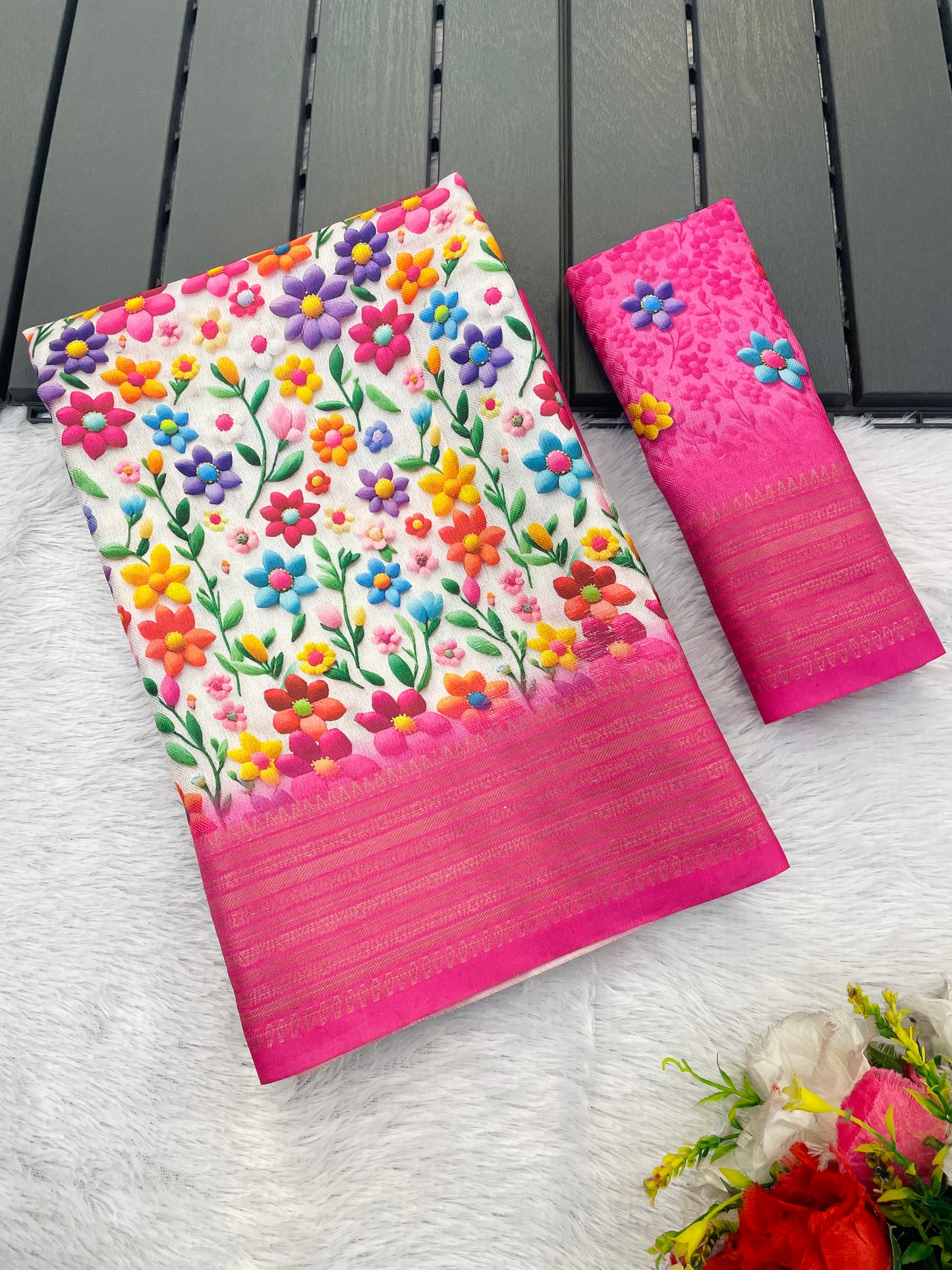 Jasmine Elegance Polyester Saree – Simplistic Beauty with a Modern Edge***