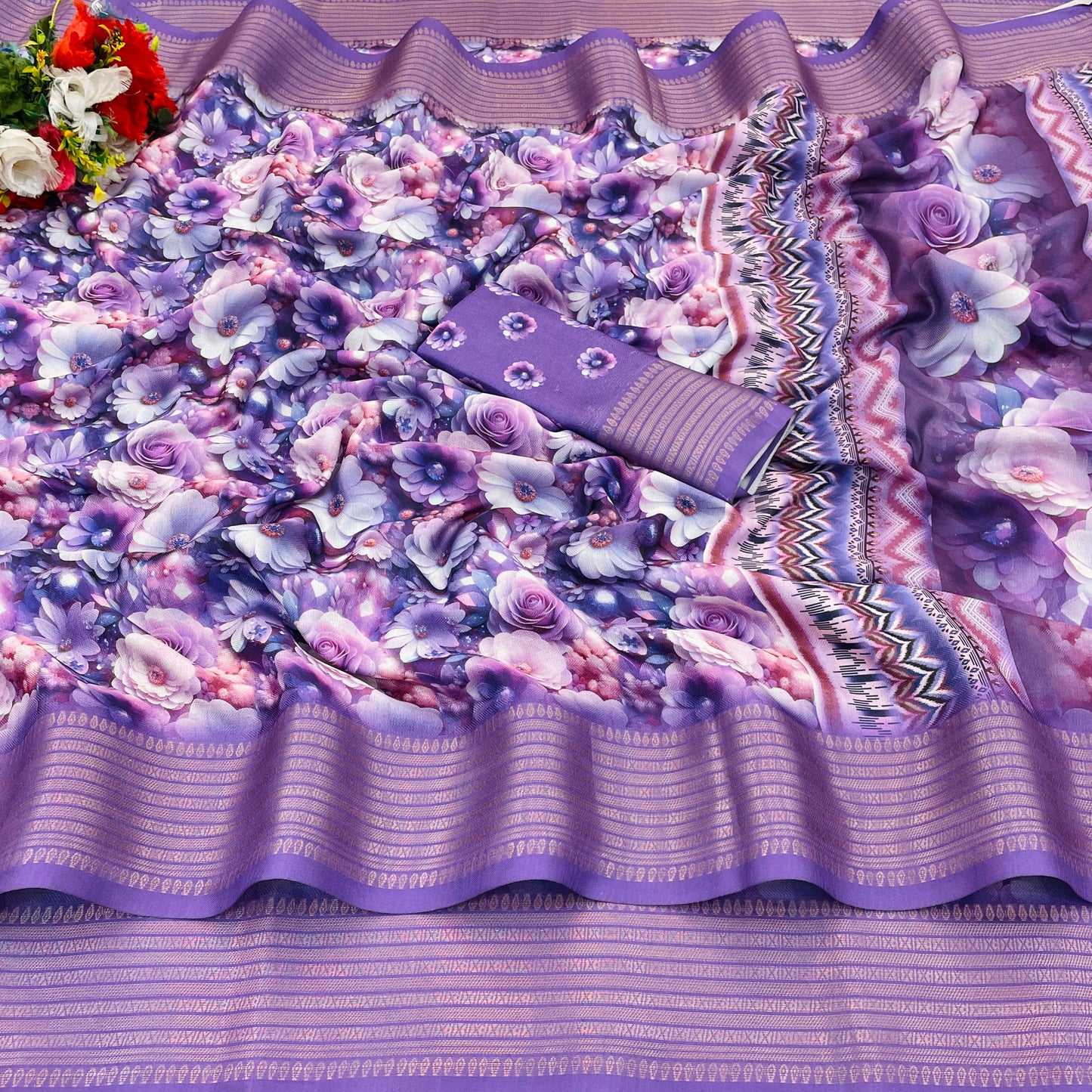 Jasmine Elegance Polyester Saree – Simplistic Beauty with a Modern Edge***
