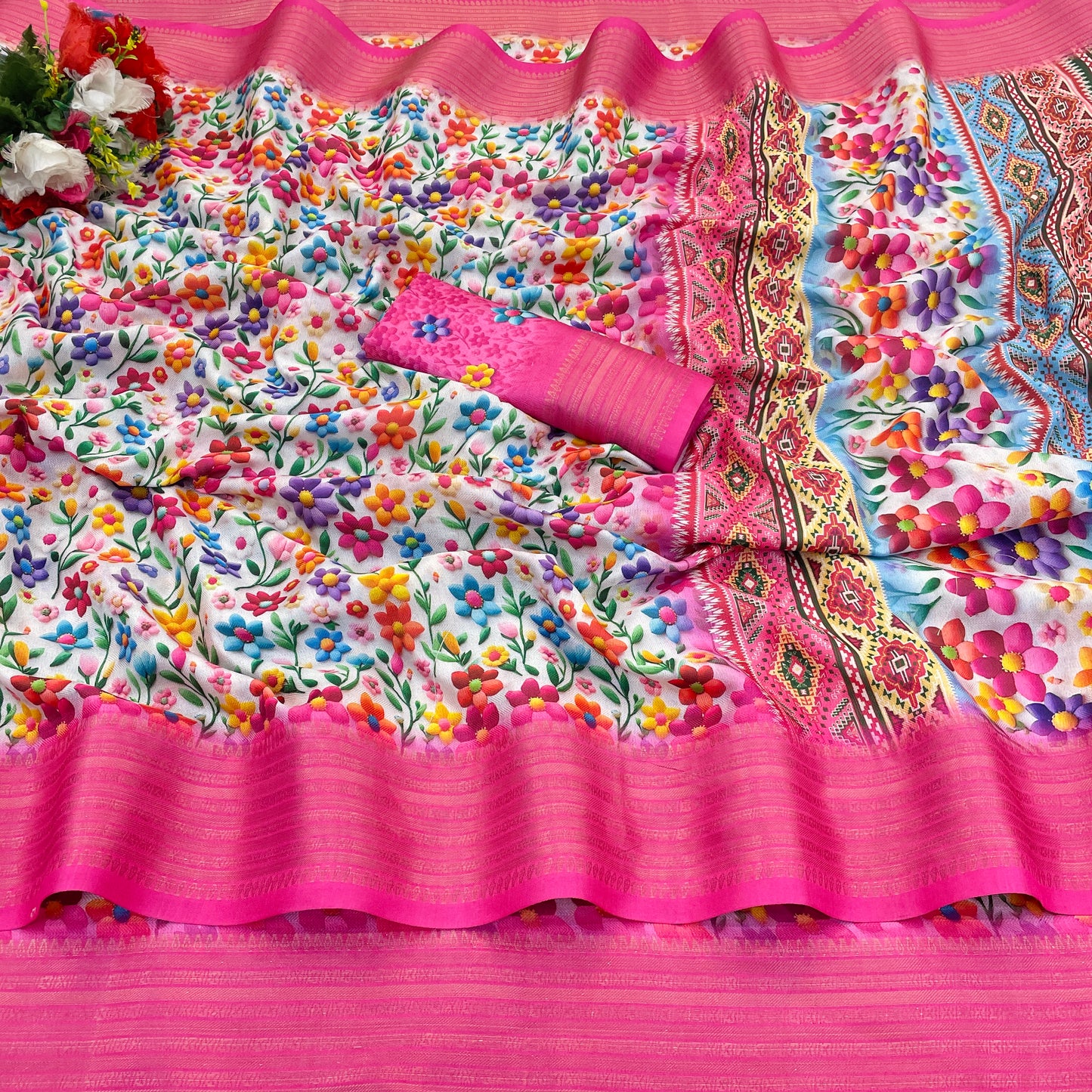 Jasmine Elegance Polyester Saree – Simplistic Beauty with a Modern Edge***