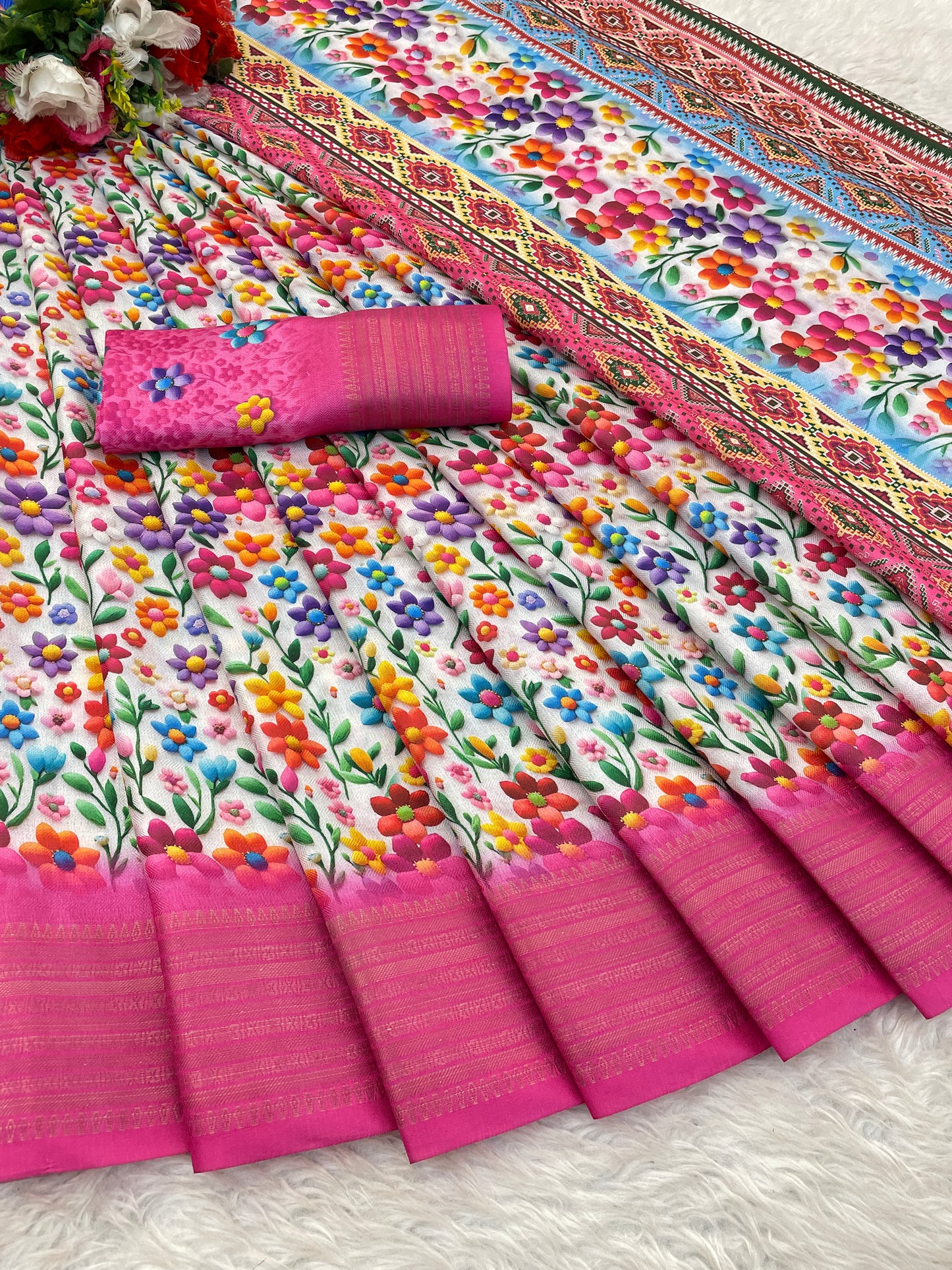 Jasmine Elegance Polyester Saree – Simplistic Beauty with a Modern Edge***