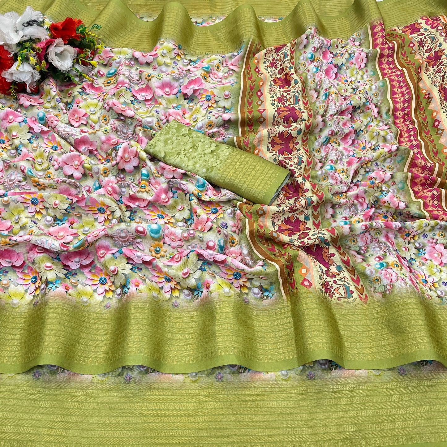 Jasmine Elegance Polyester Saree – Simplistic Beauty with a Modern Edge***