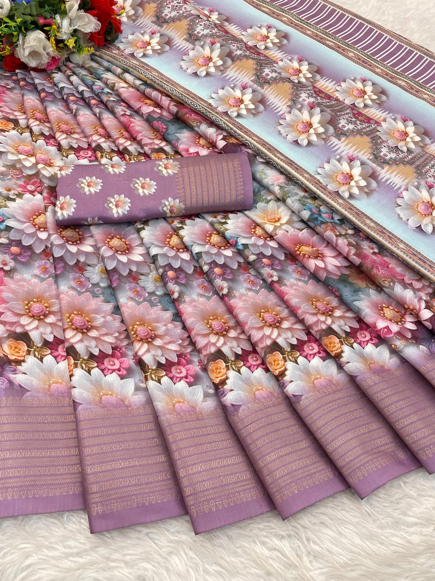 Jasmine Elegance Polyester Saree – Simplistic Beauty with a Modern Edge***