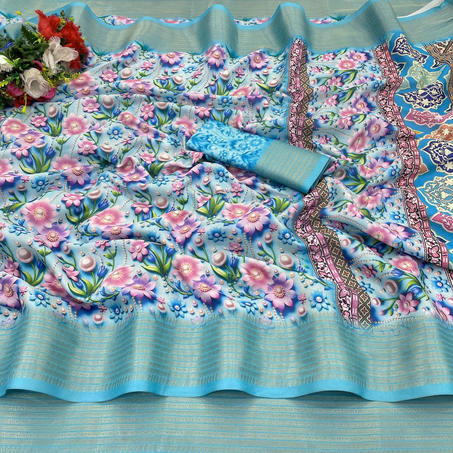 Jasmine Elegance Polyester Saree – Simplistic Beauty with a Modern Edge***