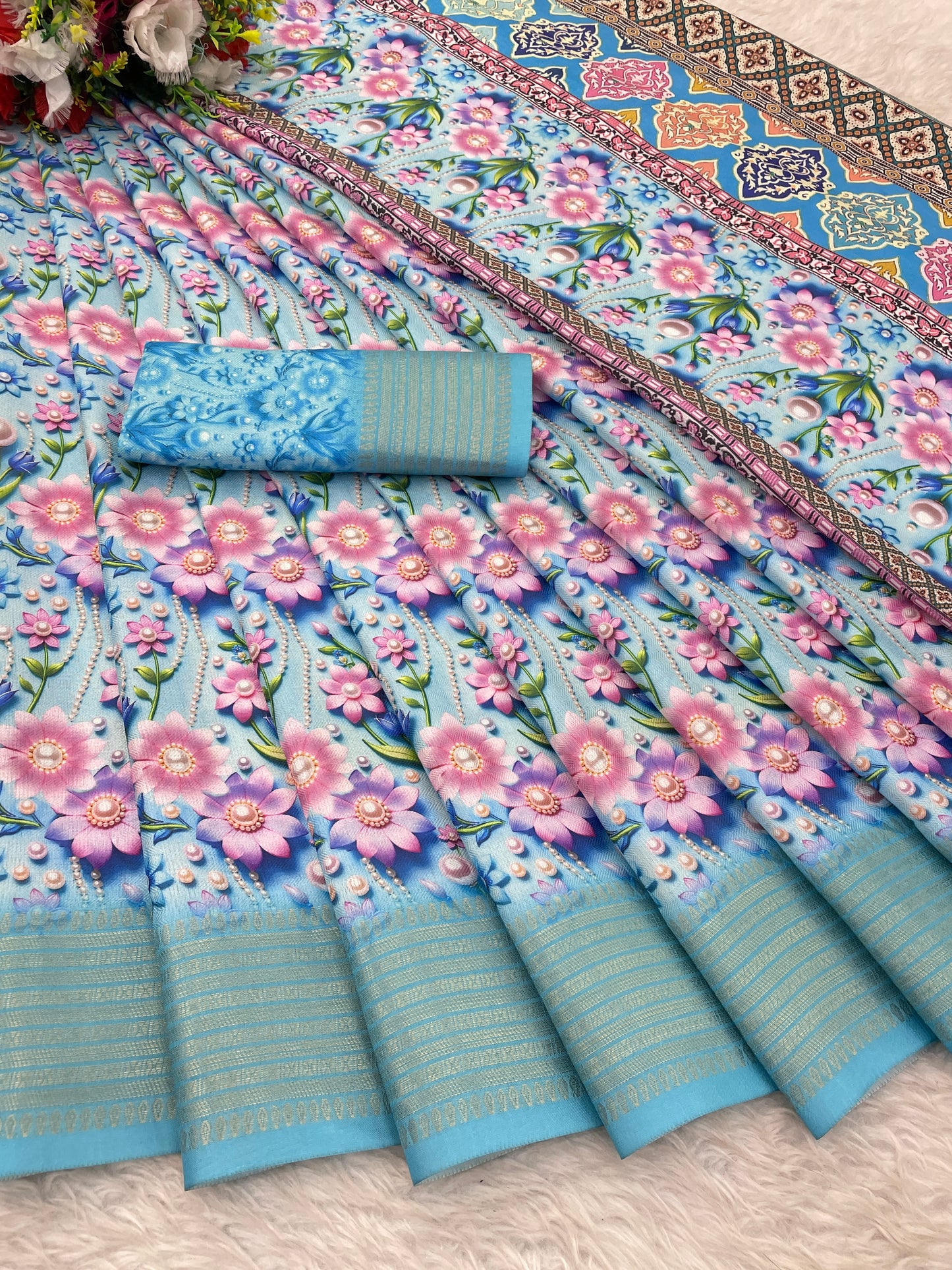 Jasmine Elegance Polyester Saree – Simplistic Beauty with a Modern Edge***