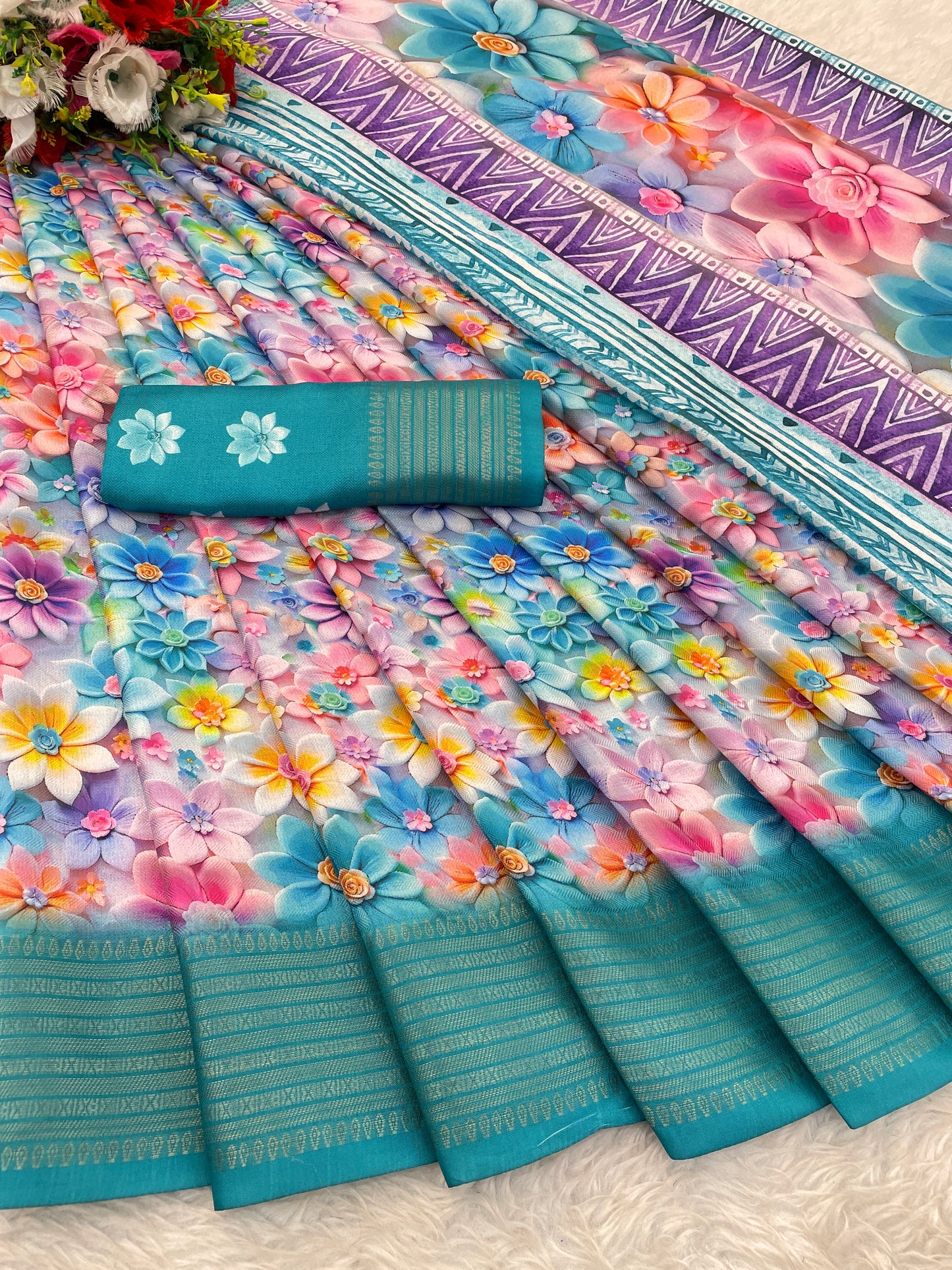 Jasmine Elegance Polyester Saree – Simplistic Beauty with a Modern Edge***