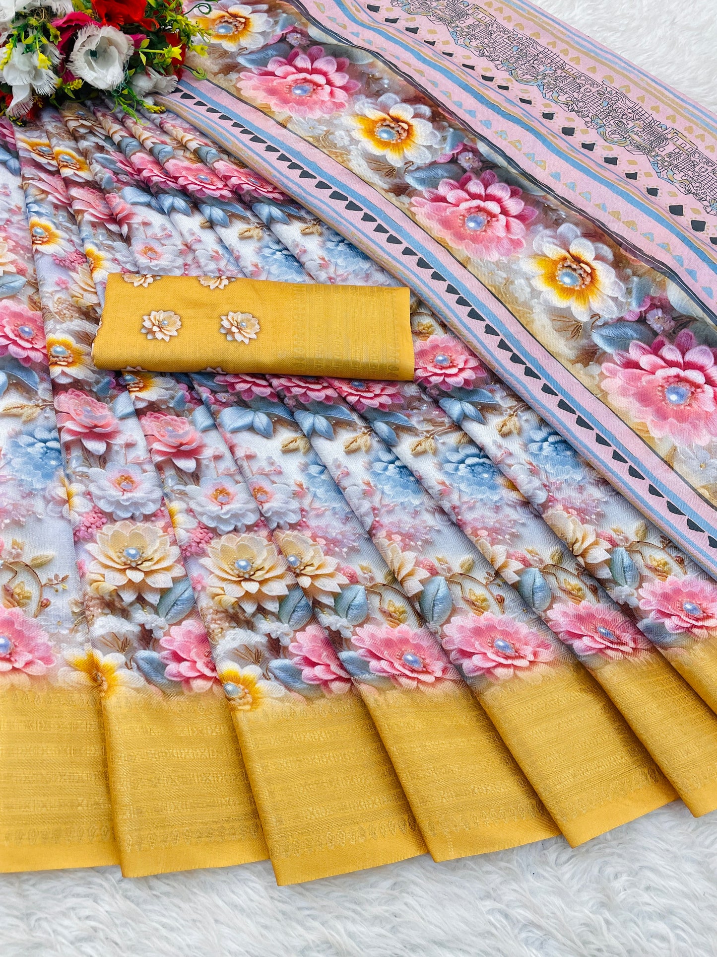 Jasmine Elegance Polyester Saree – Simplistic Beauty with a Modern Edge***