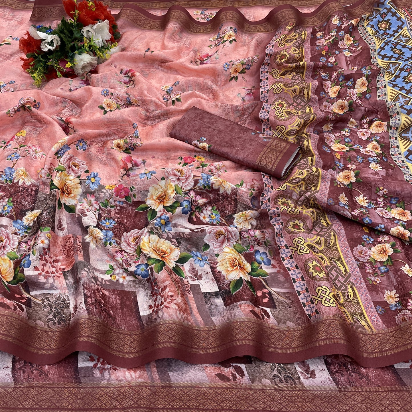Sunflower Glow in Lightweight Polyester Fabric – Perfect for Every Occasion! *