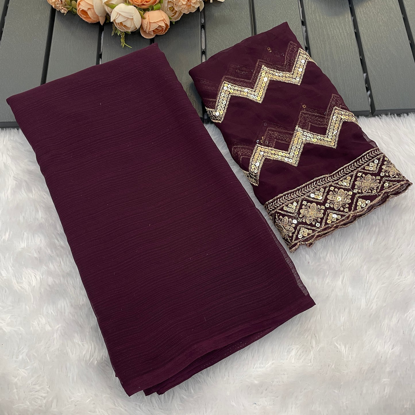 Lavish Saree in Zomato Dark Sequence Fabric – Luxury in Every Thread!(Zomato Dark Sequence Digital.)