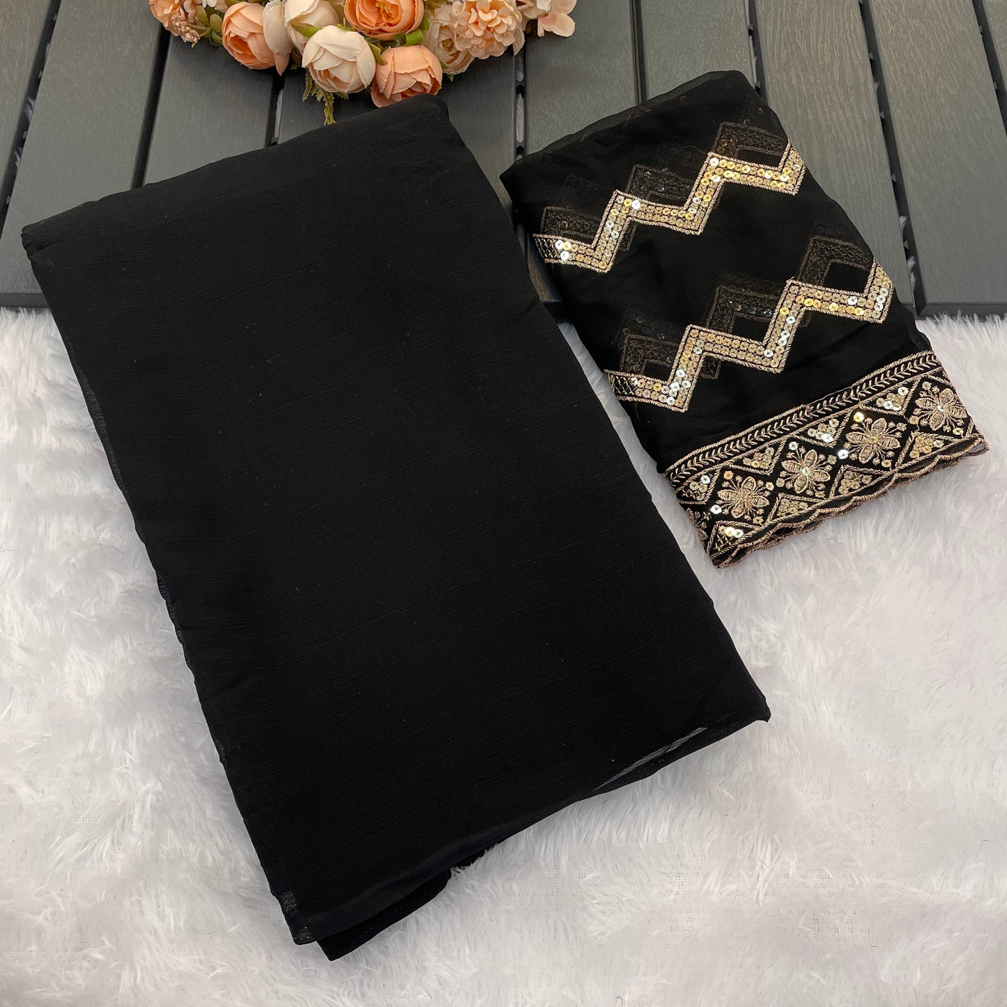 Lavish Saree in Zomato Dark Sequence Fabric – Luxury in Every Thread!(Zomato Dark Sequence Digital.)