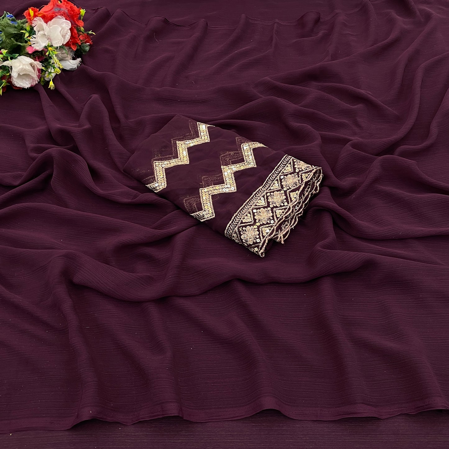 Lavish Saree in Zomato Dark Sequence Fabric – Luxury in Every Thread!(Zomato Dark Sequence Digital.)
