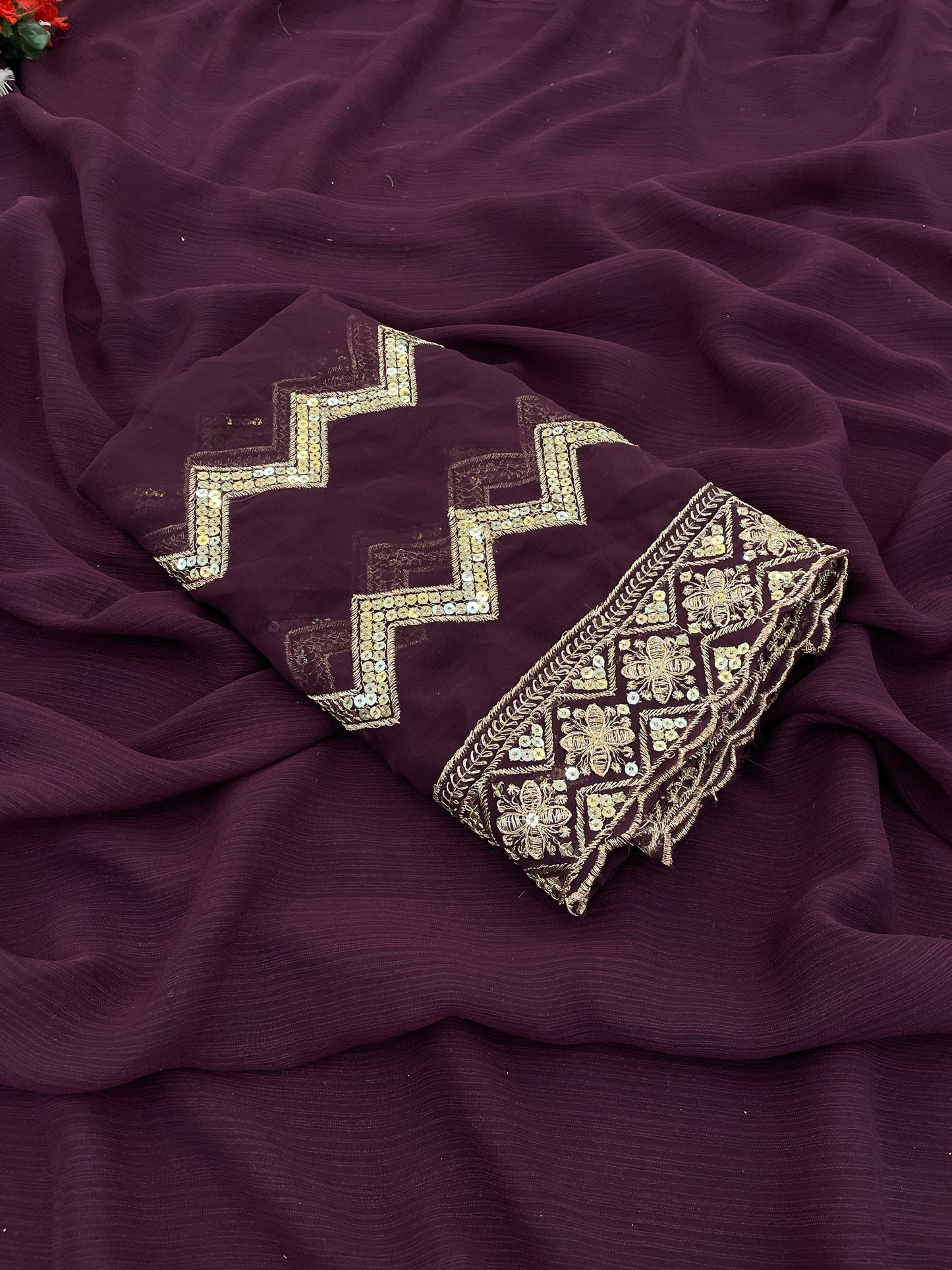 Lavish Saree in Zomato Dark Sequence Fabric – Luxury in Every Thread!(Zomato Dark Sequence Digital.)