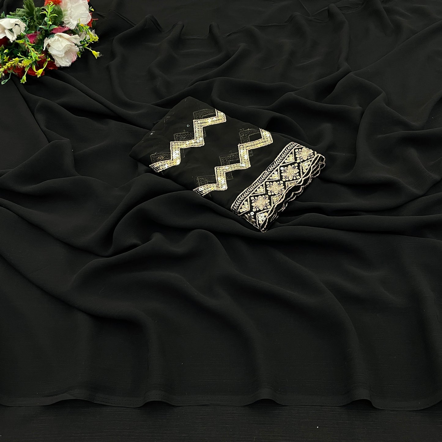 Lavish Saree in Zomato Dark Sequence Fabric – Luxury in Every Thread!(Zomato Dark Sequence Digital.)