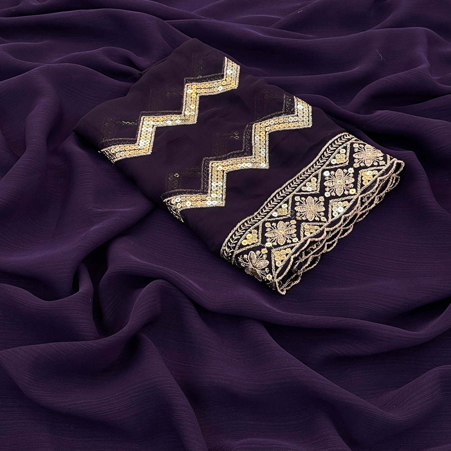 Lavish Saree in Zomato Dark Sequence Fabric – Luxury in Every Thread!(Zomato Dark Sequence Digital.)