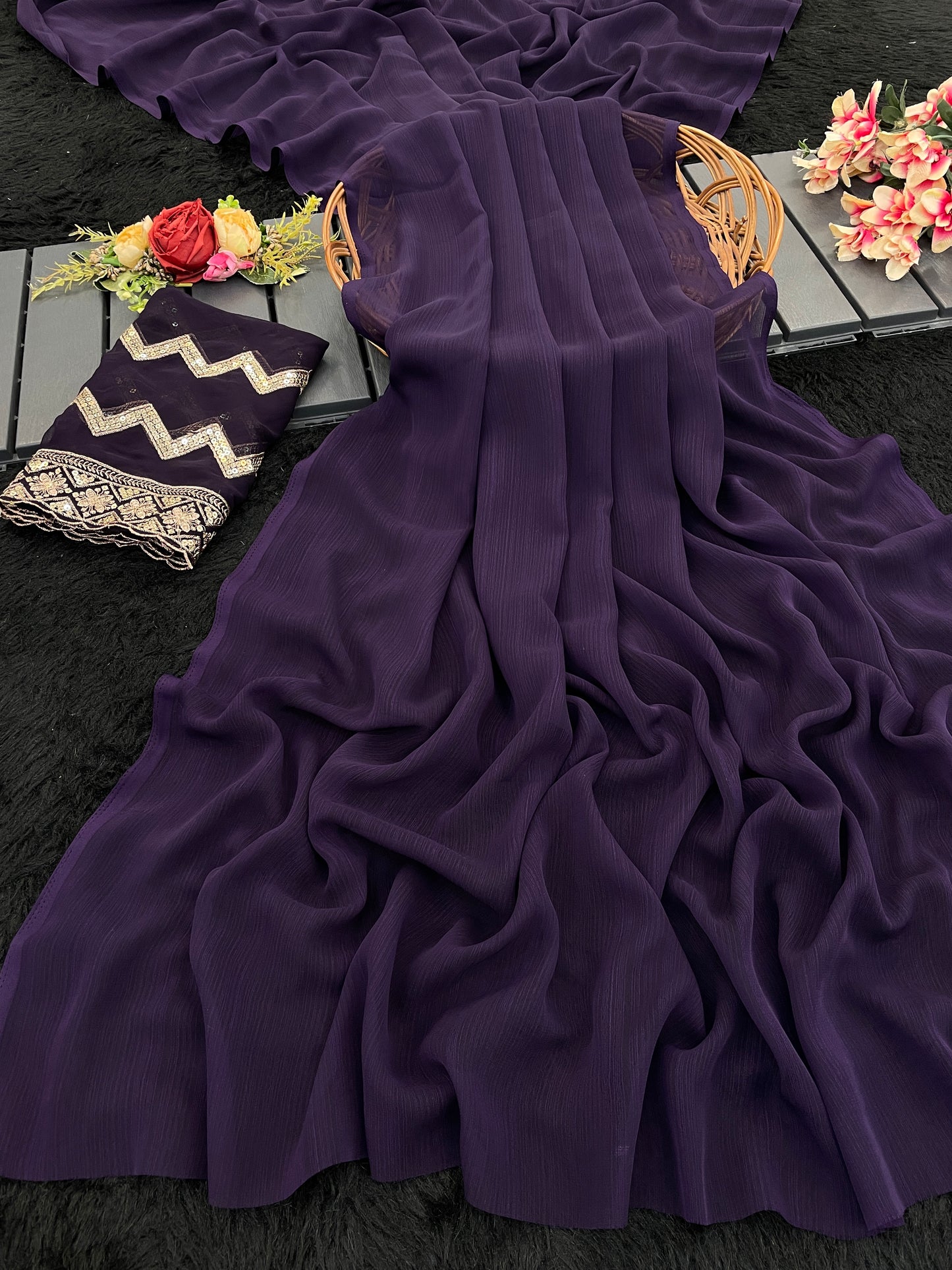 Lavish Saree in Zomato Dark Sequence Fabric – Luxury in Every Thread!(Zomato Dark Sequence Digital.)