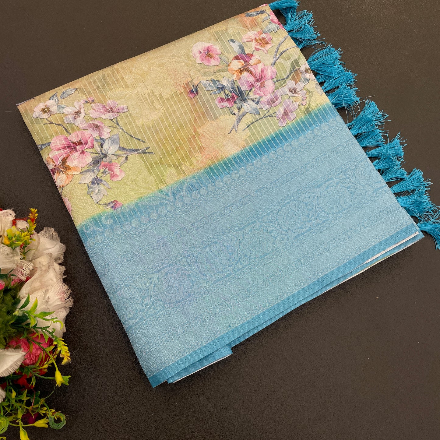 Sparkle Rang Phool Polyester Saree – A Bloom of Vibrant Elegance