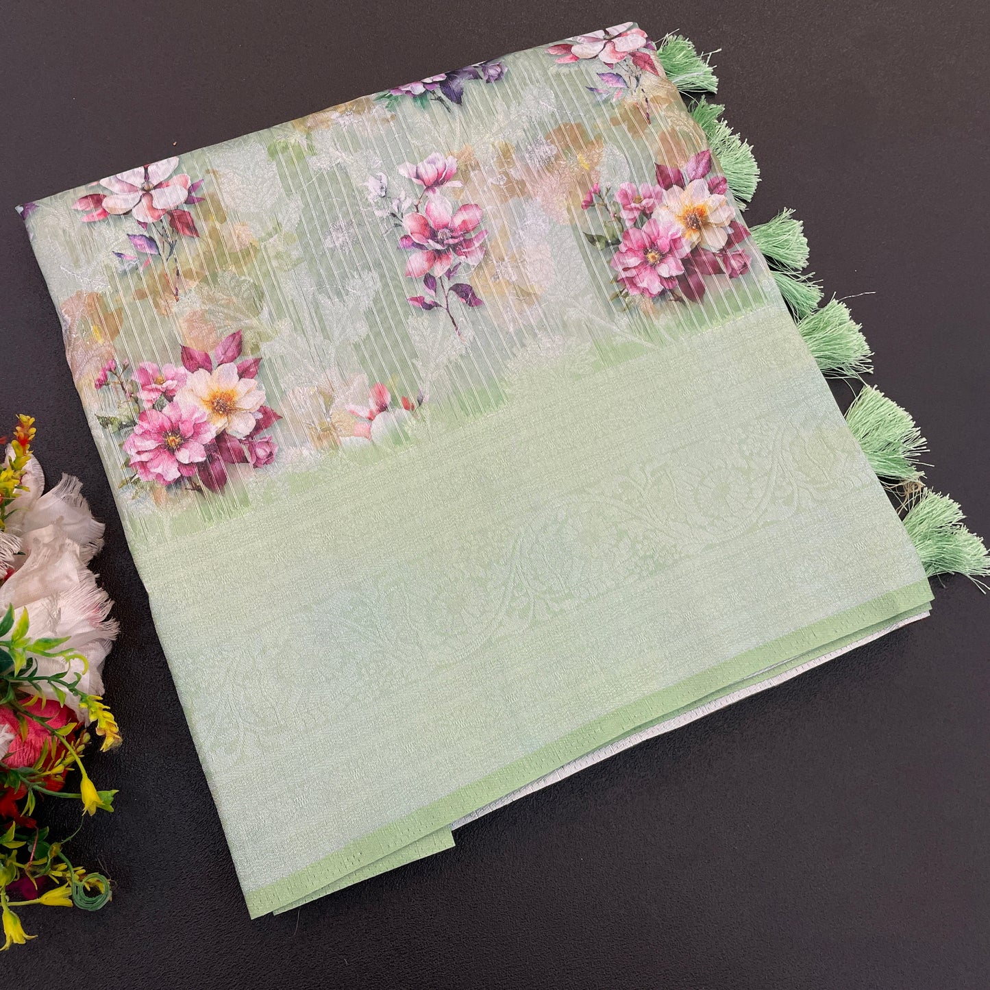 Sparkle Rang Phool Polyester Saree – A Bloom of Vibrant Elegance
