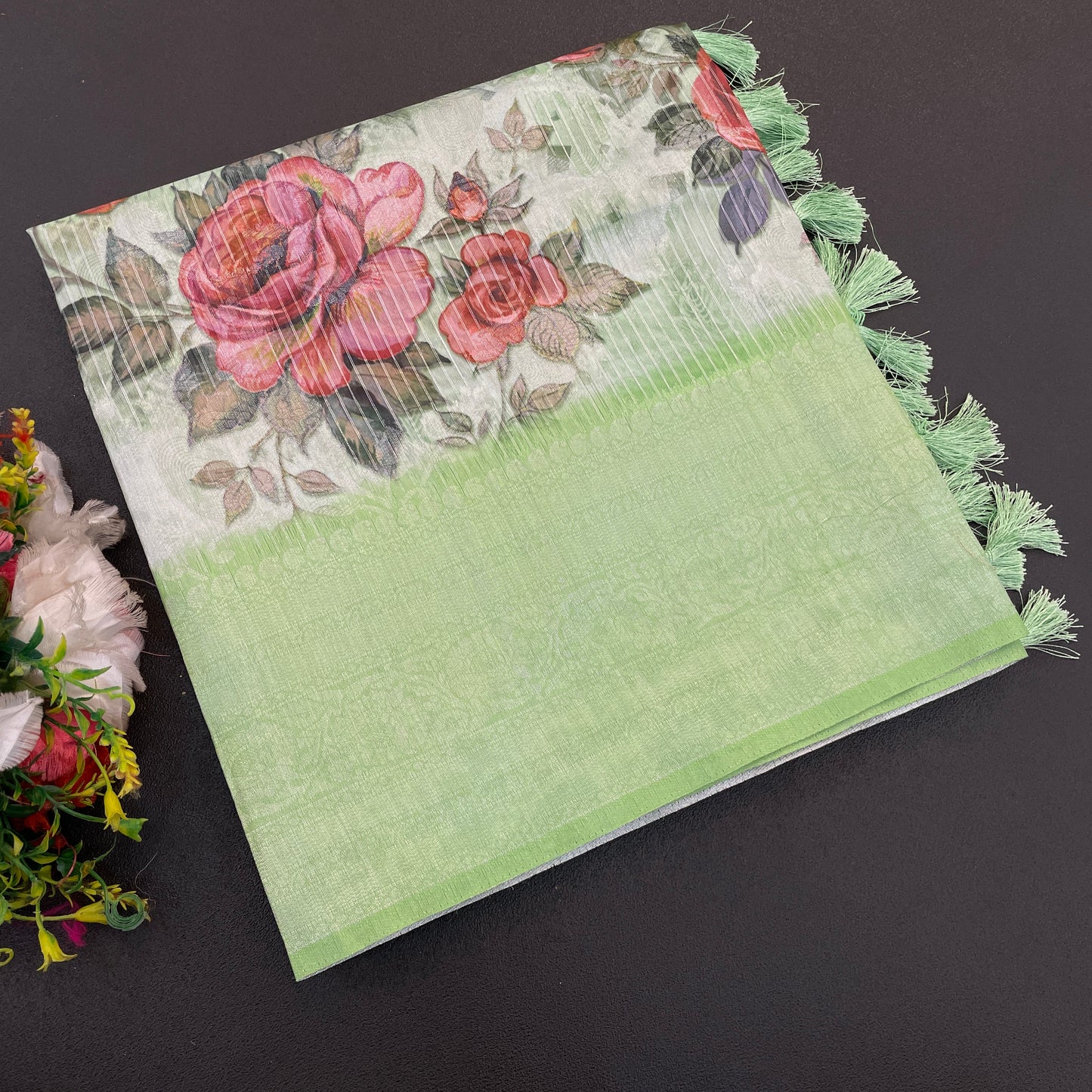 Sparkle Rang Phool Polyester Saree – A Bloom of Vibrant Elegance