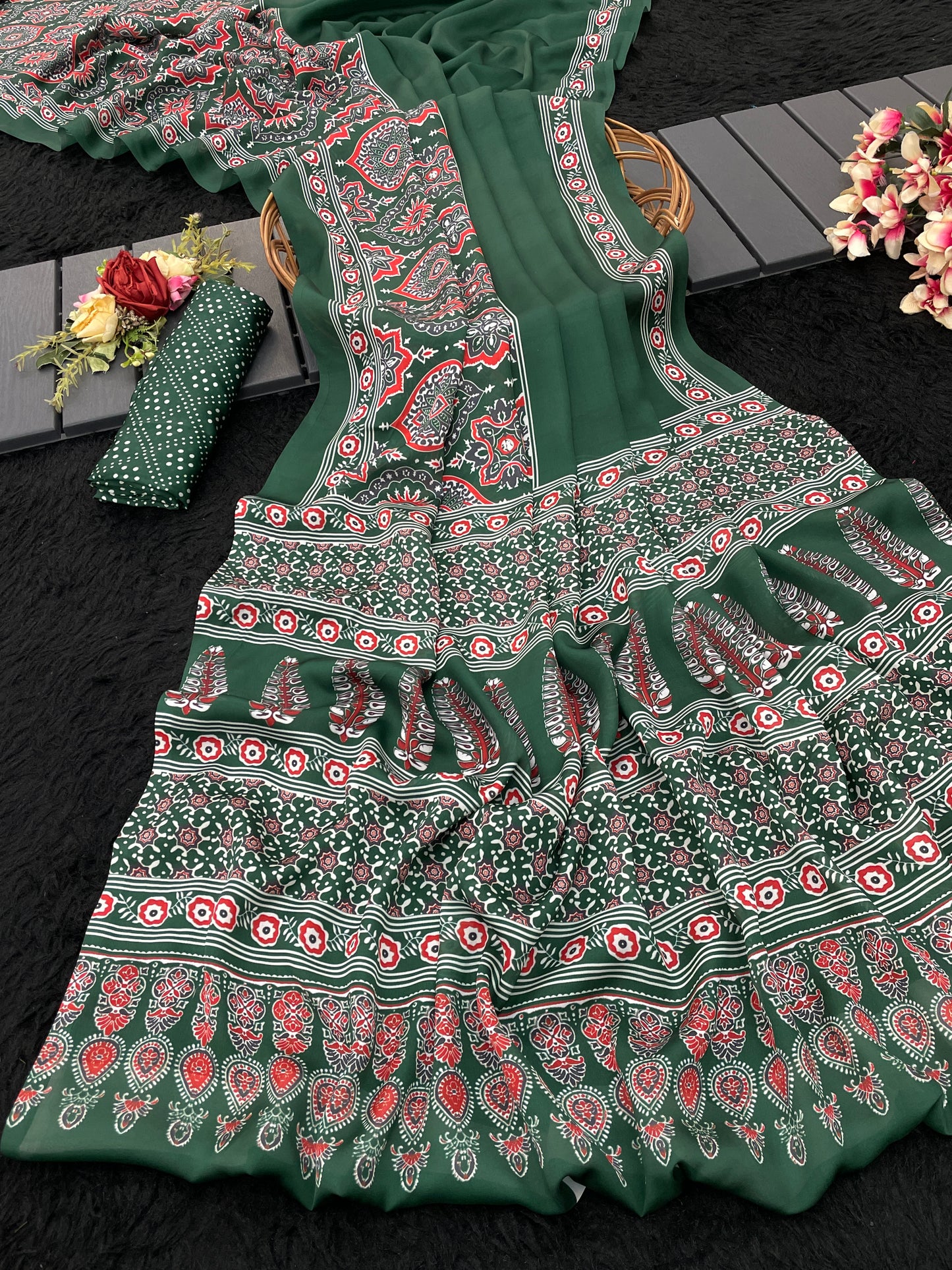Ajmer Satin Georgette – A Royal Drape of Fluid Elegance