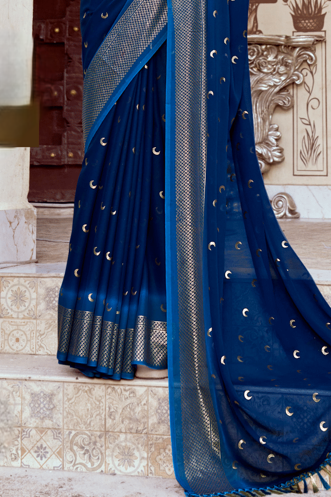 chandra Kon Petrol Blue+Peacock Blue