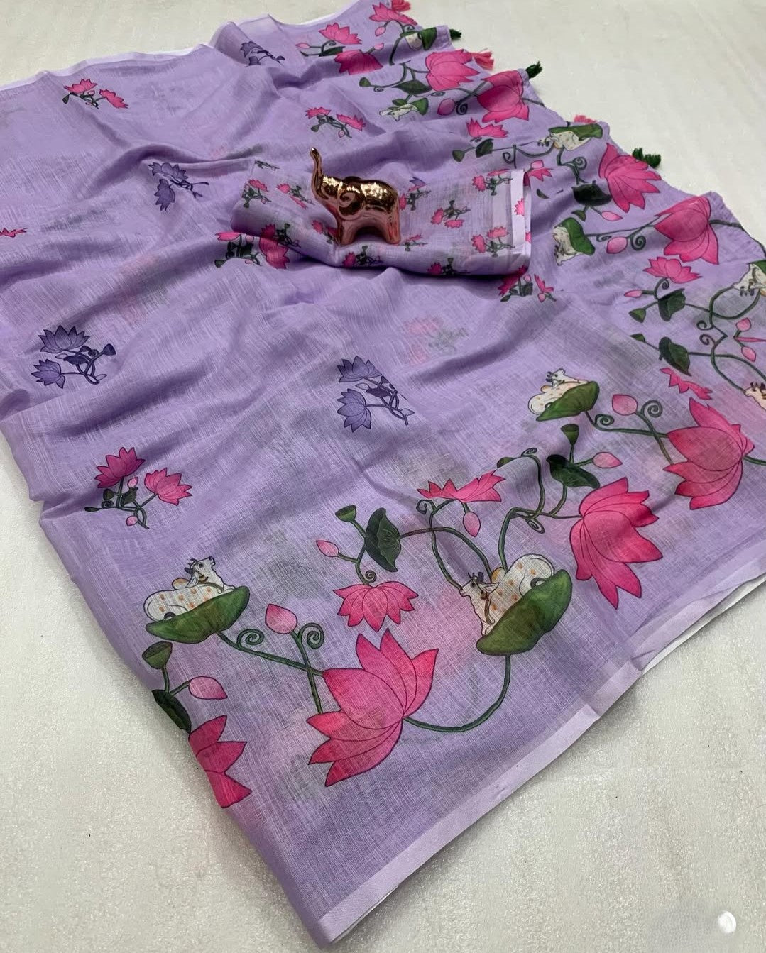 Gauri Linen Digital Print New Desing Saree (6 Colour)