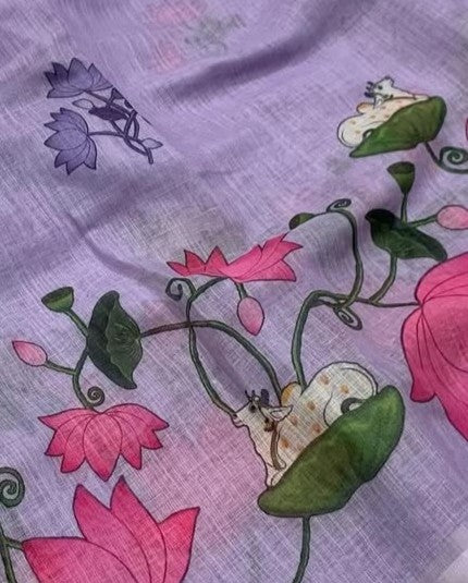 Gauri Linen Digital Print New Desing Saree (6 Colour)