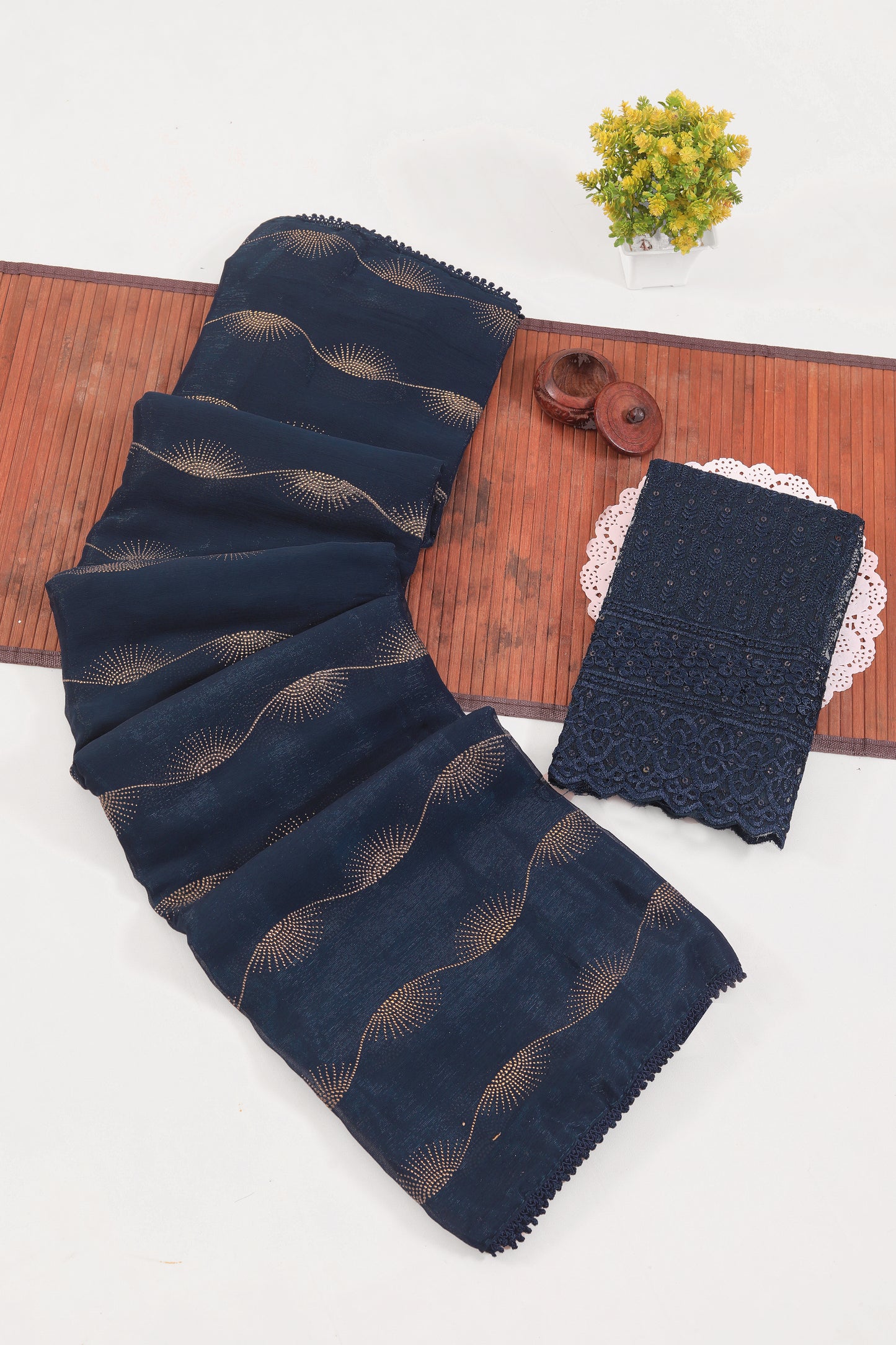 Omega Chiffon Saree with Tone to Tone Matching. *