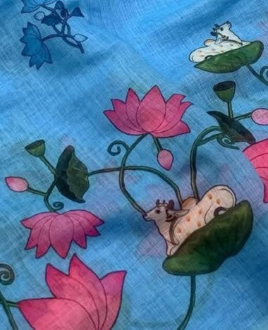 Gauri Linen Digital Print New Desing Saree (6 Colour)