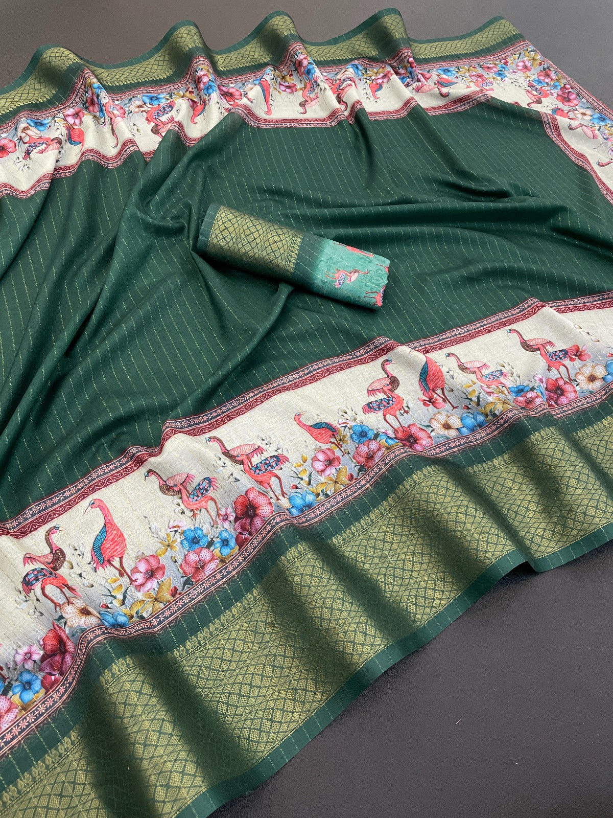 Flamingo Latest Dola Jari Digital Print New Desing Saree (8 Color )