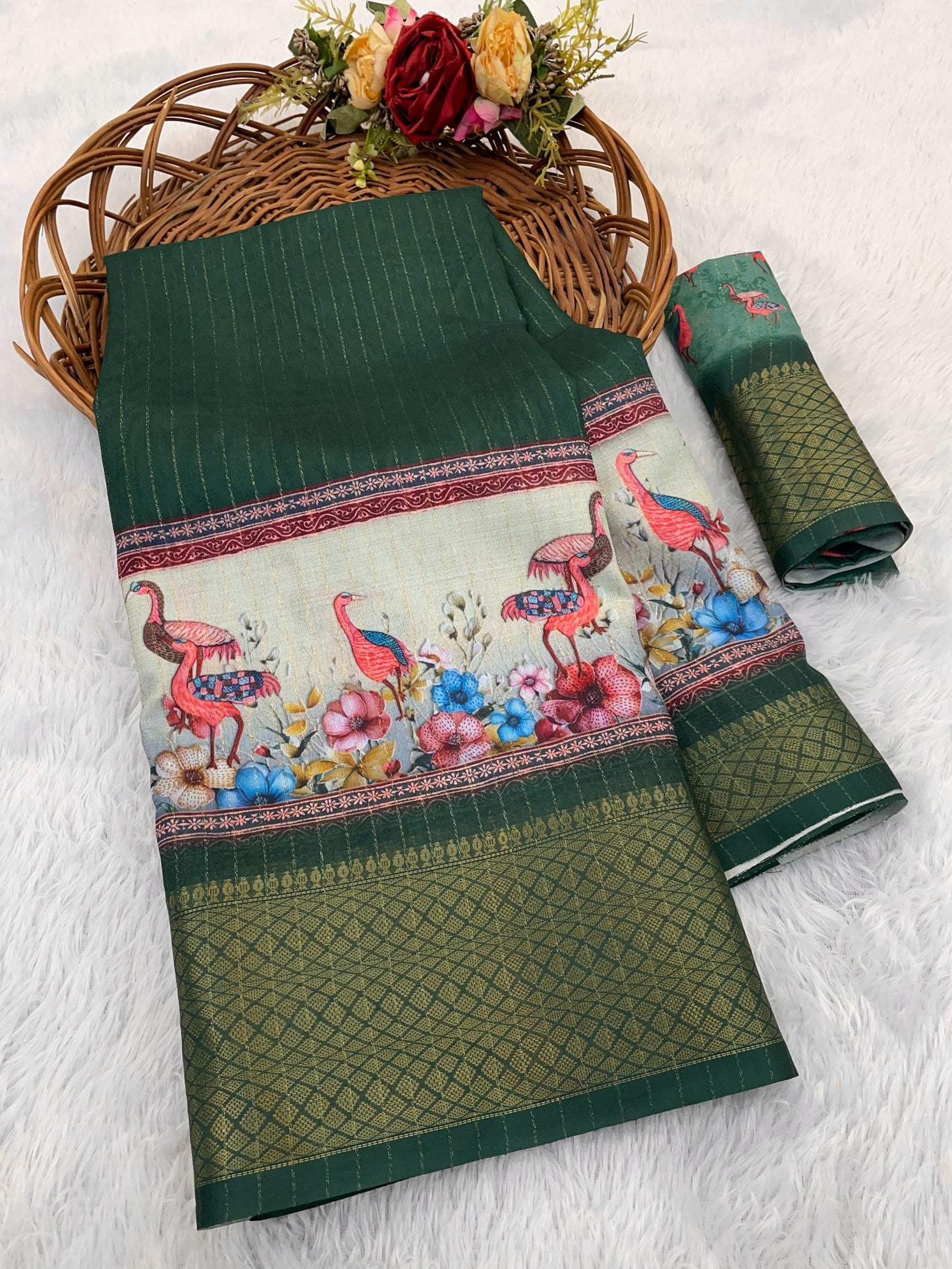 Flamingo Latest Dola Jari Digital Print New Desing Saree (8 Color )