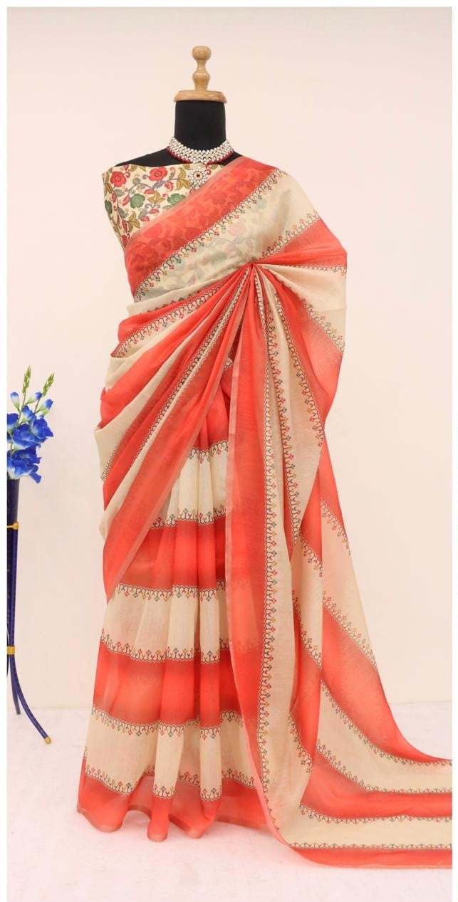 Soft Cotton Chanderi Saree with Fancy Blouse (8 Colours Available).