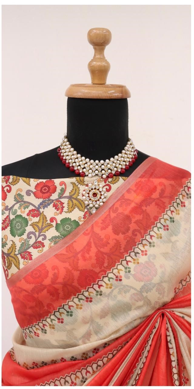 Soft Cotton Chanderi Saree with Fancy Blouse (8 Colours Available).