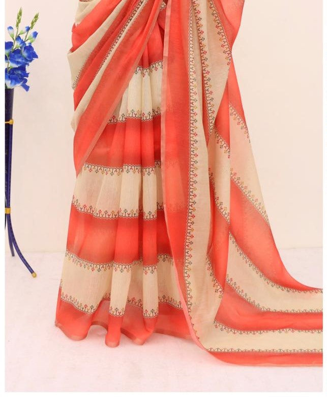 Soft Cotton Chanderi Saree with Fancy Blouse (8 Colours Available).