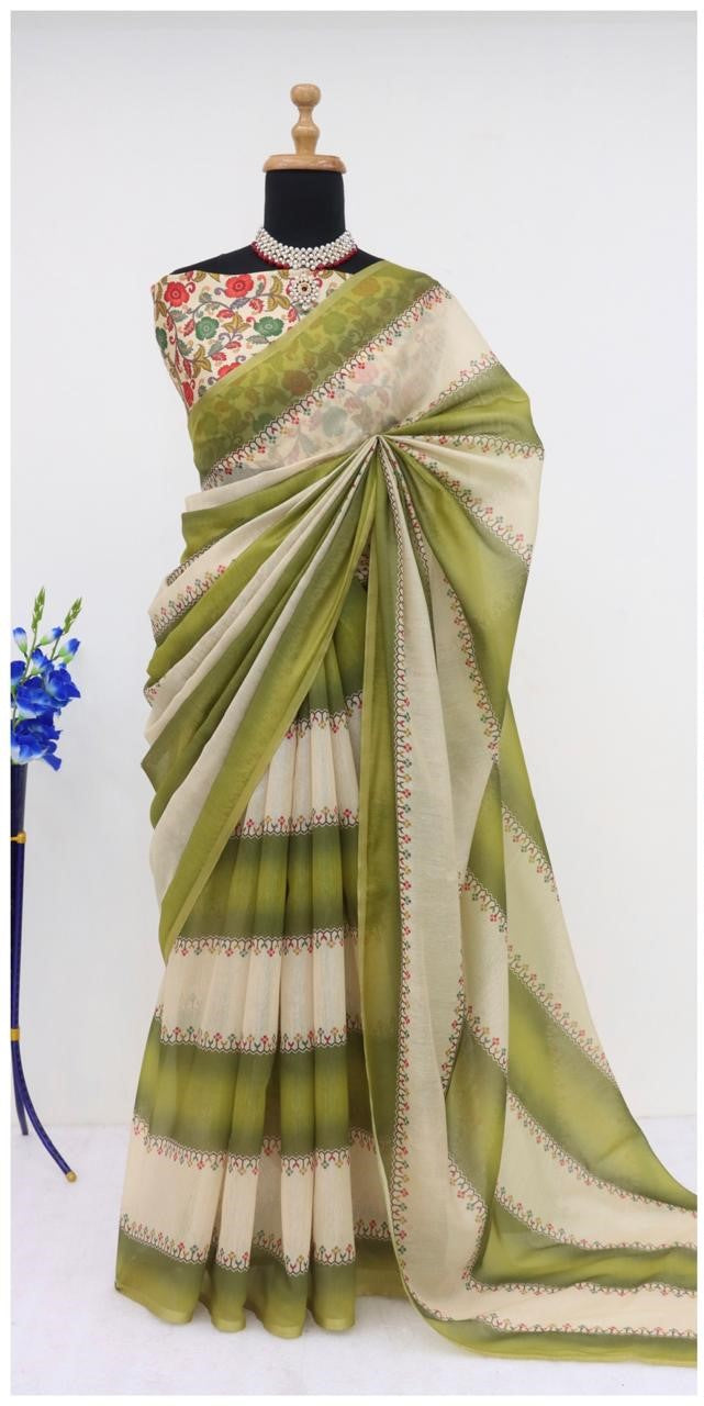 Soft Cotton Chanderi Saree with Fancy Blouse (8 Colours Available).