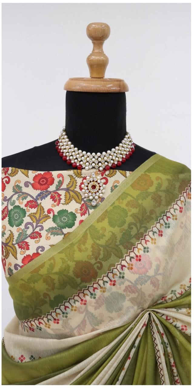 Soft Cotton Chanderi Saree with Fancy Blouse (8 Colours Available).