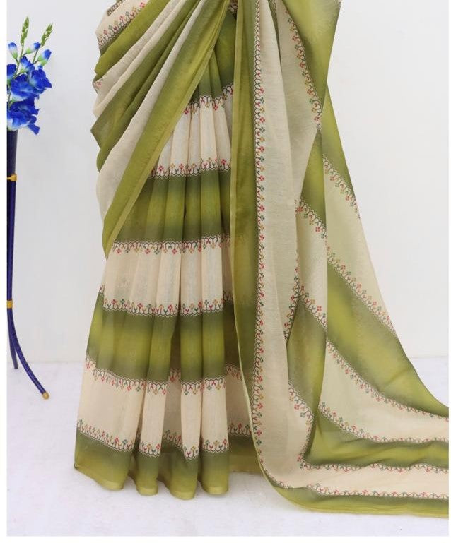 Soft Cotton Chanderi Saree with Fancy Blouse (8 Colours Available).