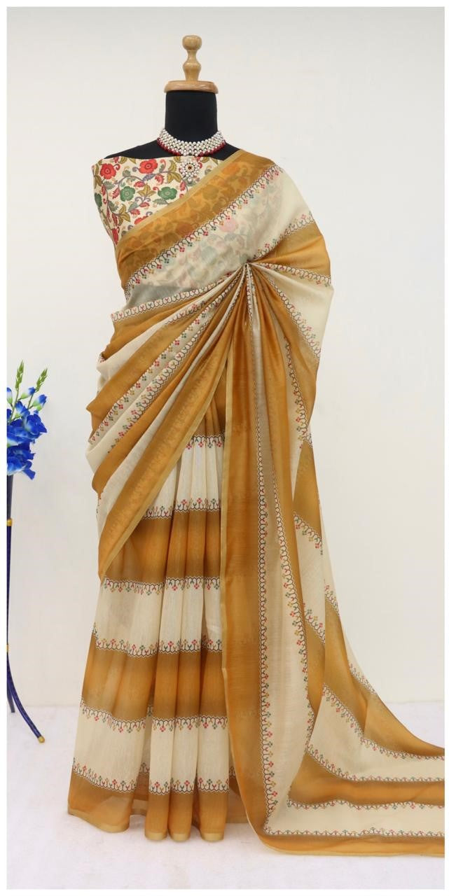 Soft Cotton Chanderi Saree with Fancy Blouse (8 Colours Available).