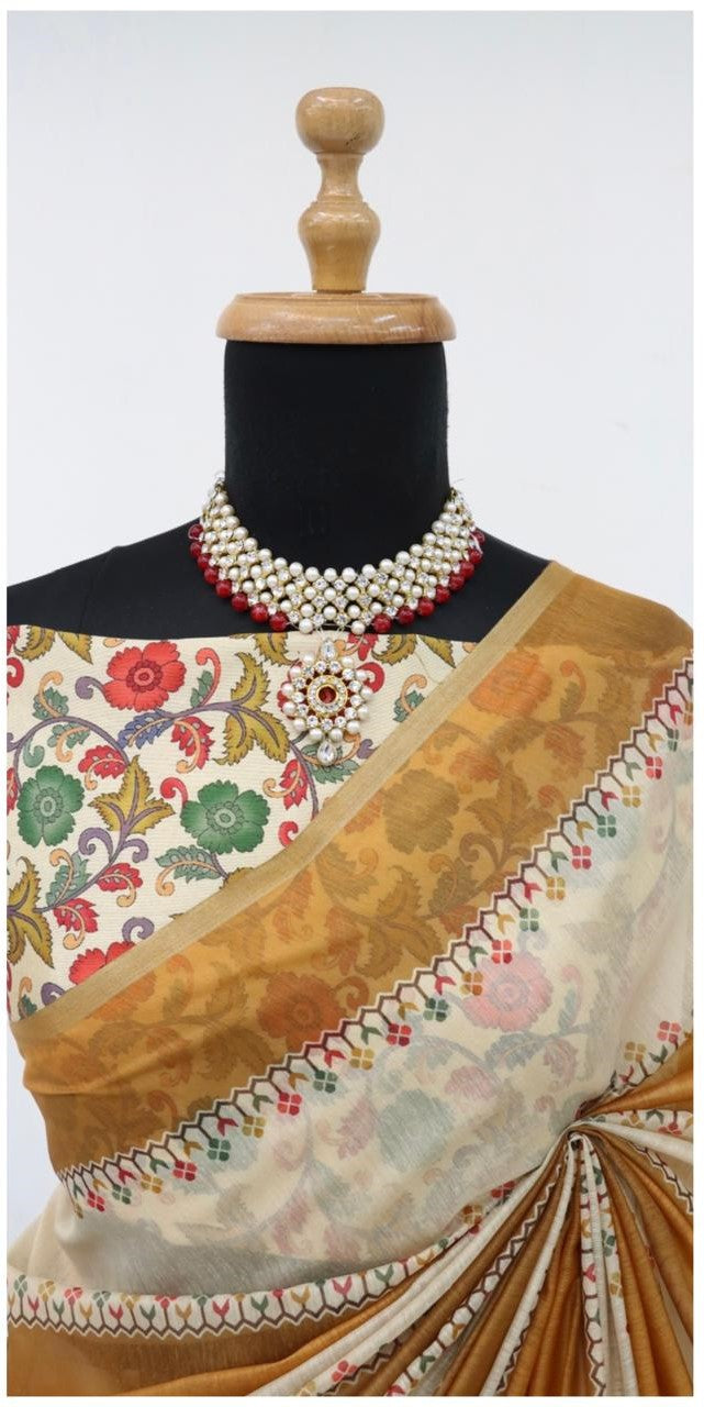 Soft Cotton Chanderi Saree with Fancy Blouse (8 Colours Available).