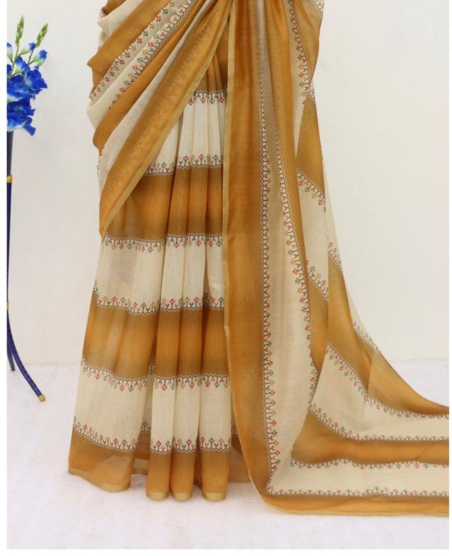 Soft Cotton Chanderi Saree with Fancy Blouse (8 Colours Available).