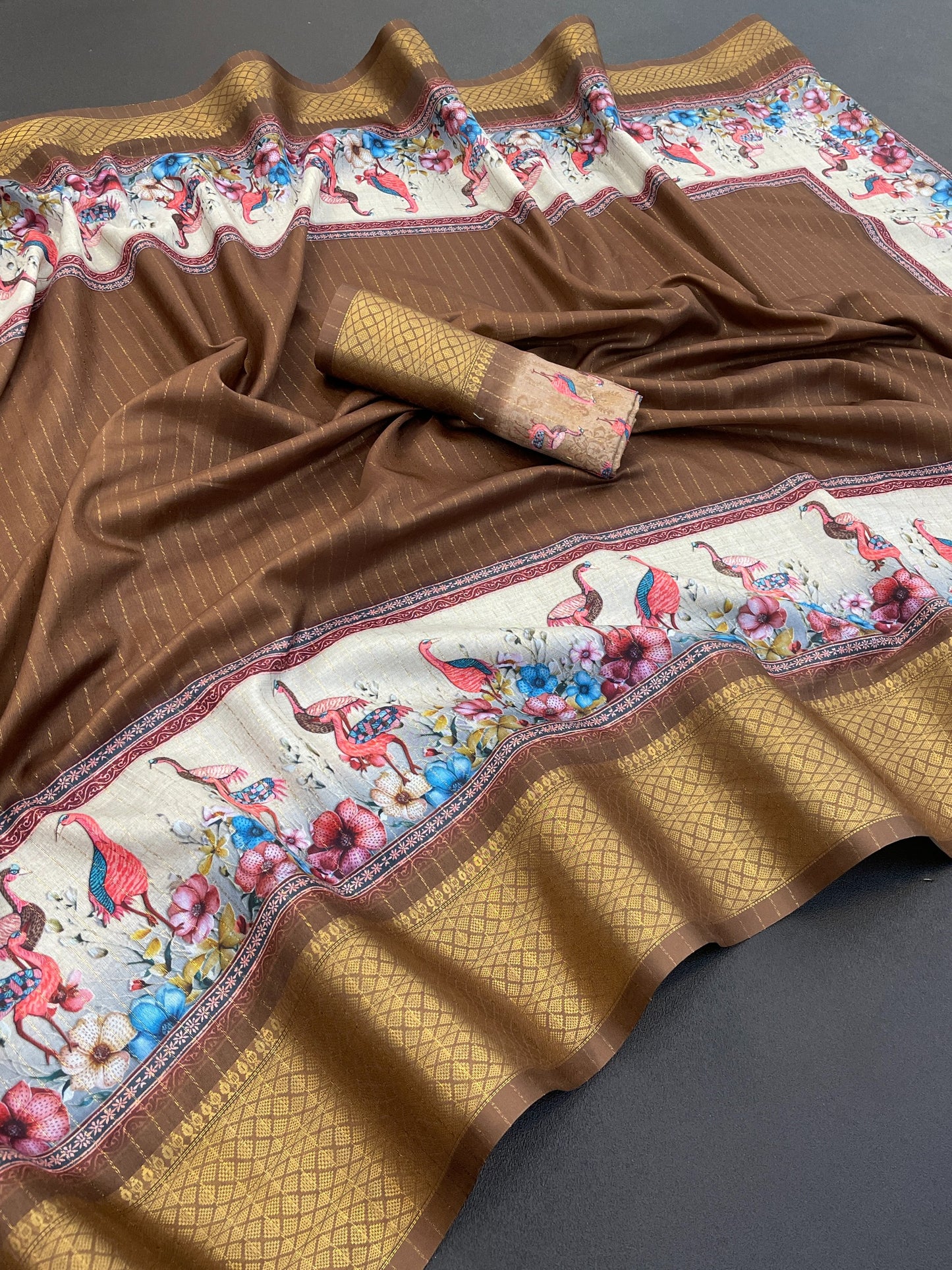 Flamingo Latest Dola Jari Digital Print New Desing Saree (8 Color )