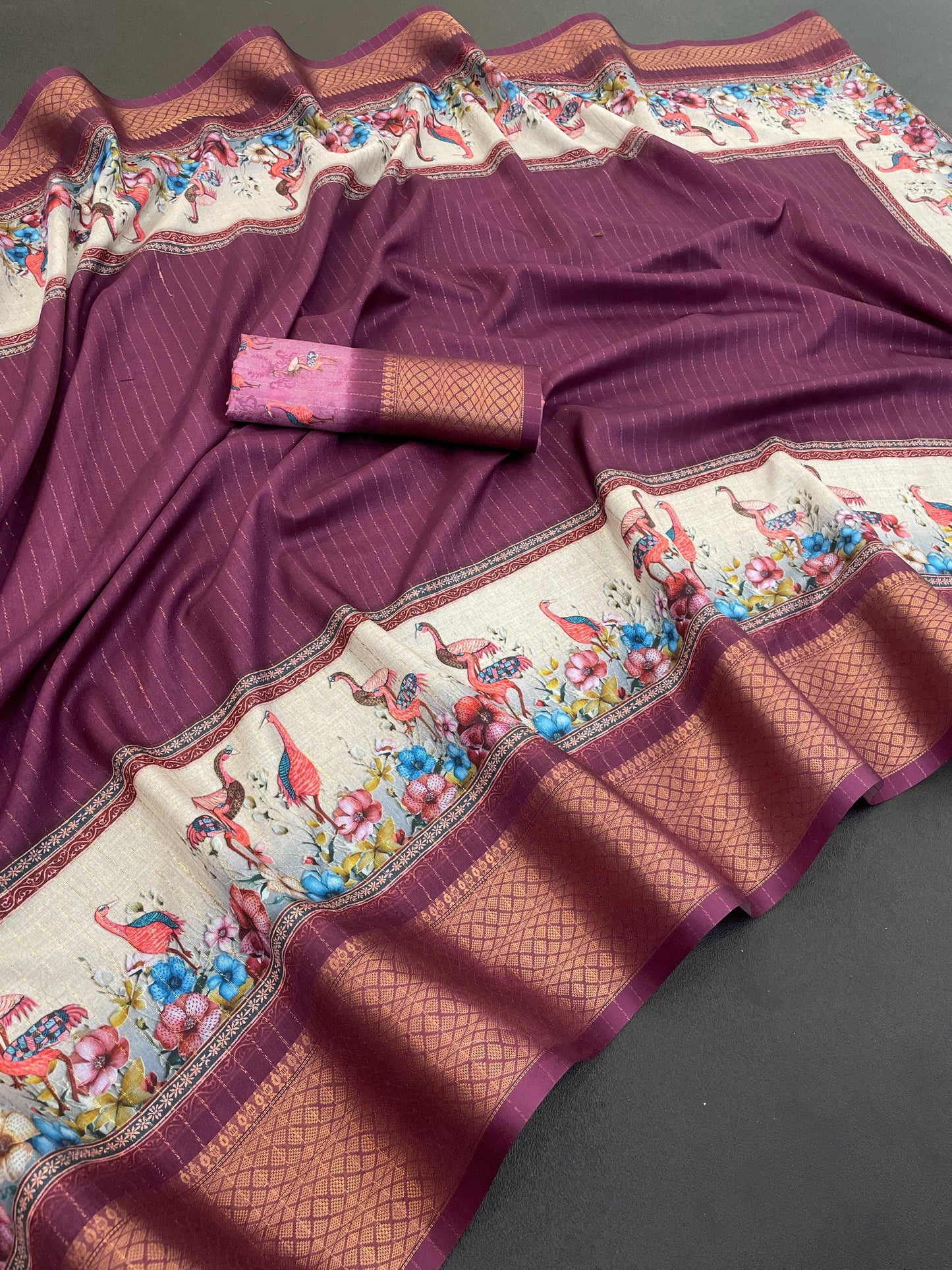 Flamingo Latest Dola Jari Digital Print New Desing Saree (8 Color )